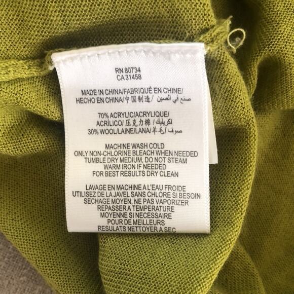 BCBG Sheer Olive Green V-Neck Pullover Sweater Wool Blend XS Long Sleeve Knit - Picture 8 of 9